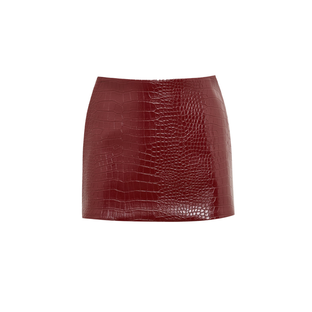 LEONA MINI SKIRT RED LEATHER