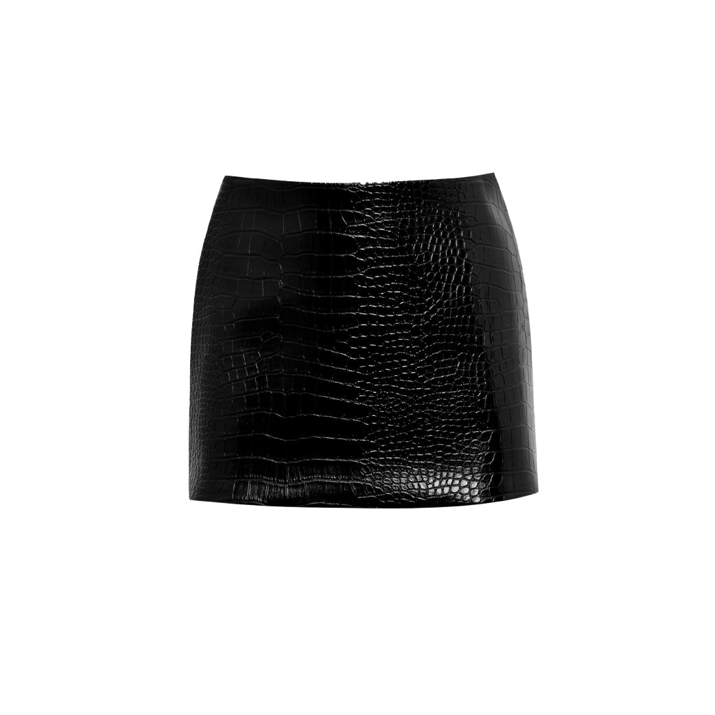LEONA MINI SKIRT BLACK LEATHER