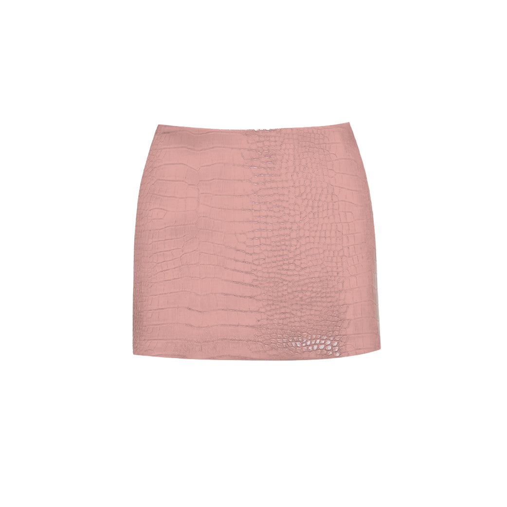 LEONA MINI SKIRT PINK LEATHER