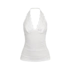 CHANTILLY LACE HALTER TOP WHITE