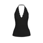 CHANTILLY LACE HALTER TOP BLACK