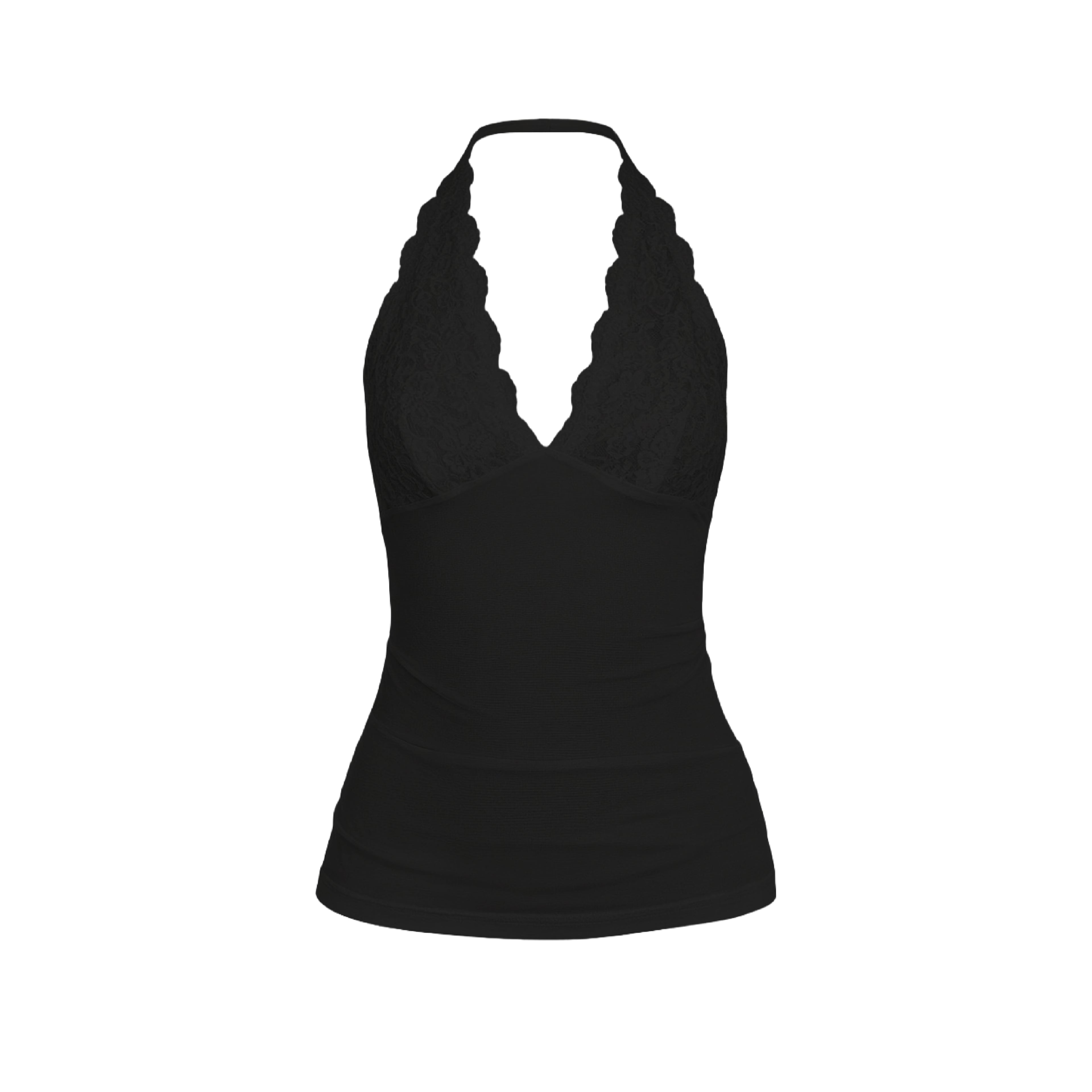 CHANTILLY LACE HALTER TOP BLACK